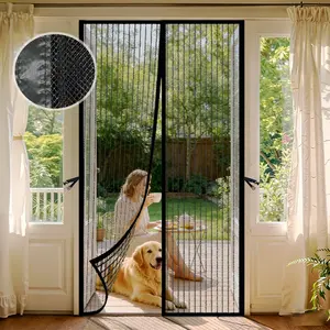 1PC Heavy-Duty Screen Door - Magnetic Auto-Close Fly Screen, Black Insect Proof Door Curtain, Suitable for Homes, Patios, Balconies, Porches | Pet Tested | Easy Setup No Tools Required