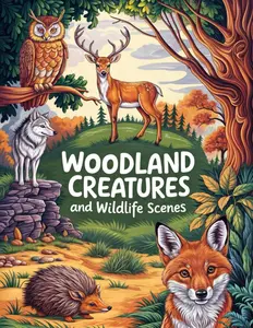 Woodland Creatures and Wildlife Scenes: Coloring Book for Children and Adults with Forests, Rivers, Deers, Foxes, Rabbits, Owls, and Much