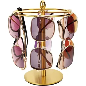 Sunglasses Organizer Display Stand, Eyeglass Holder Rack for 12 Pairs of Glasses, Stainless Steel (Gold)