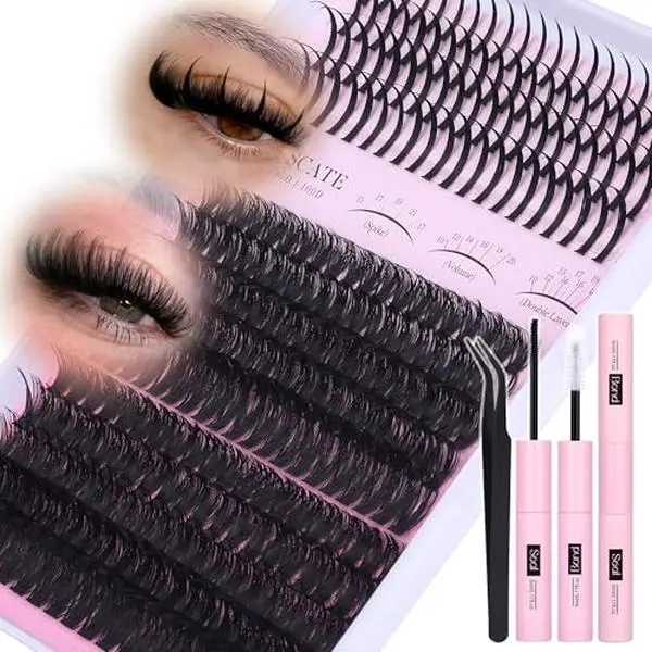 CORUSCATE Lash Clusters Kit 60D80D with Lash Spikes Eyelash Clusters Volume Cluster Eyelash Extensions Kit 10-21mm DIY Spiky Individual Lashes Extension Kit Mega Eyelashes Mink Strip Cluster Lashes