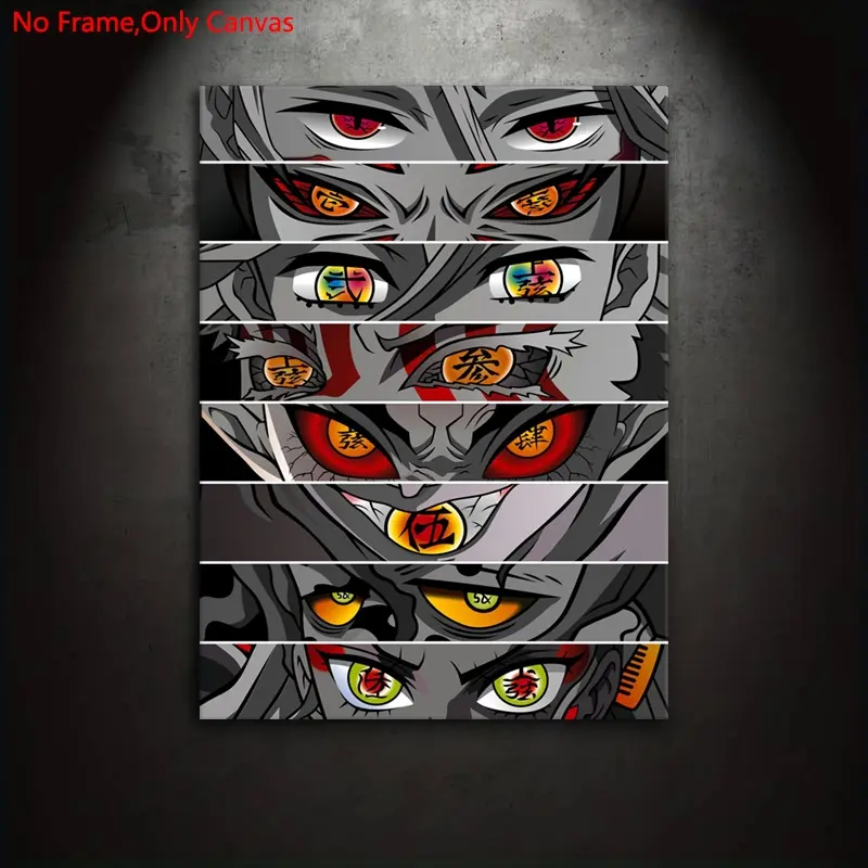 1 piece/set of frameless canvas print posters, Canvas Art And Prints For Walls, Graphic Prints, classic fantasy art, anime eyes, gift for Japanese two-dimensional culture lovers, modern home decor, Aesthetic Wall Decor, Artistic indoor decoration
