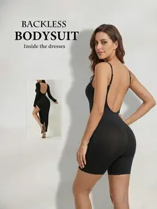 Seamless Backless Shapewear Bodysuit - Soft Tummy Control Underwear, No-Show Low Back Body Shaper for Women, Light Compression Faja for Daily & Dress Wear