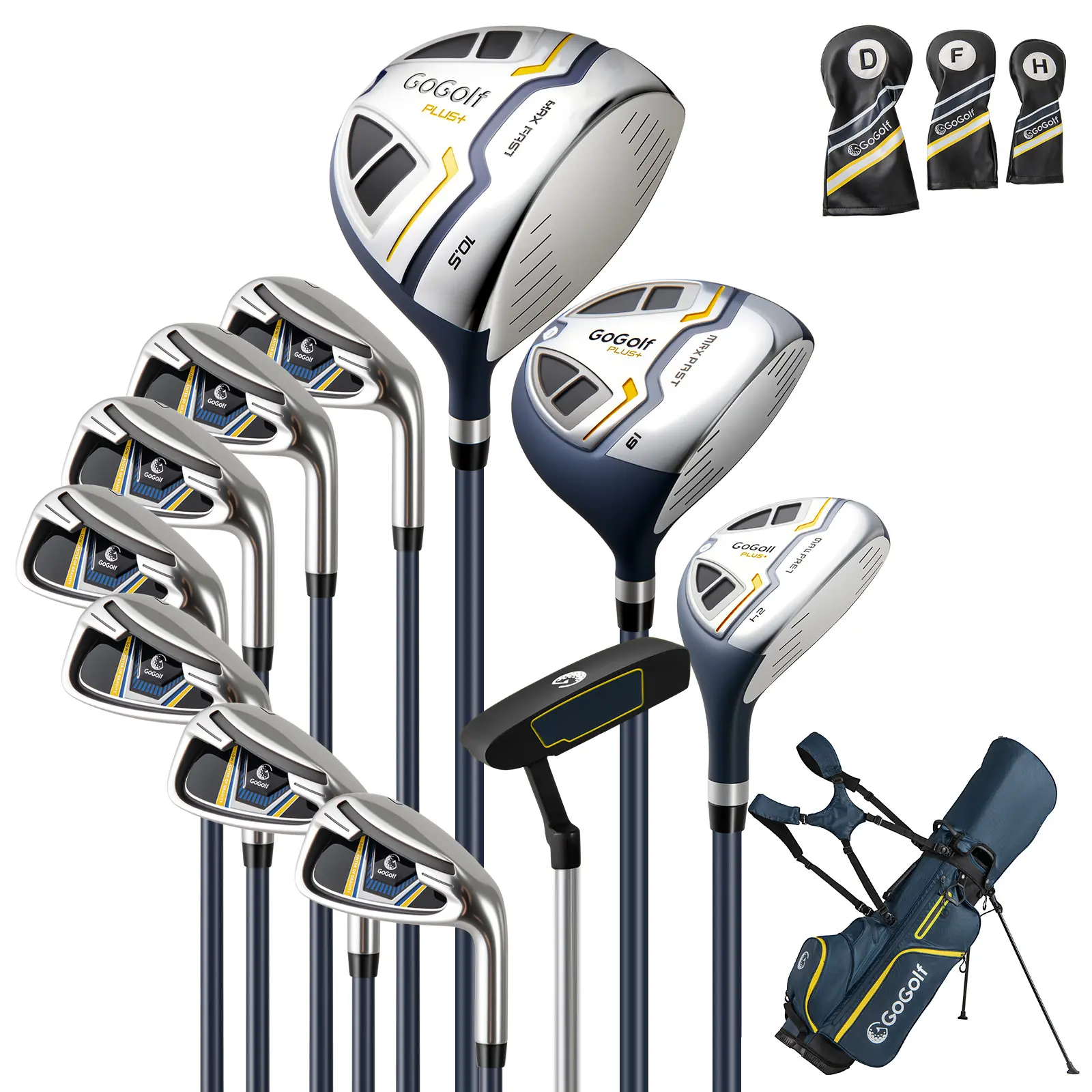 COSTWAY - Men's Complete Golf Clubs and Bag Set Right Handed-Yellow COSTWAY - Men's Complete Golf Clubs and Bag Set Right Handed-Yellow