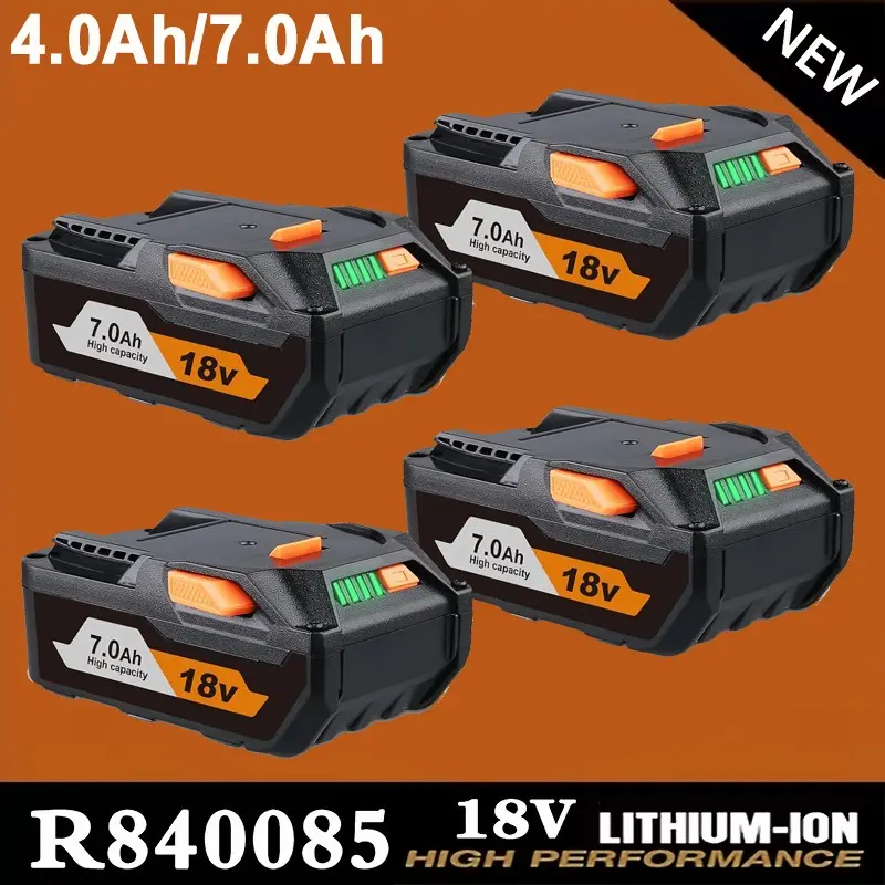 18V Li-ion Replacement Batteries (4-Pack 4.0Ah, 2-Pack 7000mAh R840087) for Ridgid Cordless Drill Tools, Compatible with R840085 R840083 R840086 R840089 AC840085 AC840086, with Protection Chip, 24/7 Online Support for Construction Repairs