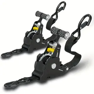 2-Pack Cargo Tie Down Straps, Retractable Cargo Straps with Self Retracting Design for Truck Bed, Trailer, ATV & Motorcycle Transport