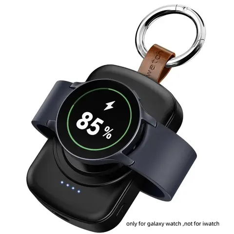 Portable Magnetic Fast-Charging Wireless Charger - 1800mAh Heat-Free Lithium Ion Rechargeable Smartwatch Accessory for Samsung Galaxy Watch Active 1/2/3/4/5 Pro/6 Classic/6/7/8/Ultra (Android Wearable Tech, Black Batteries)