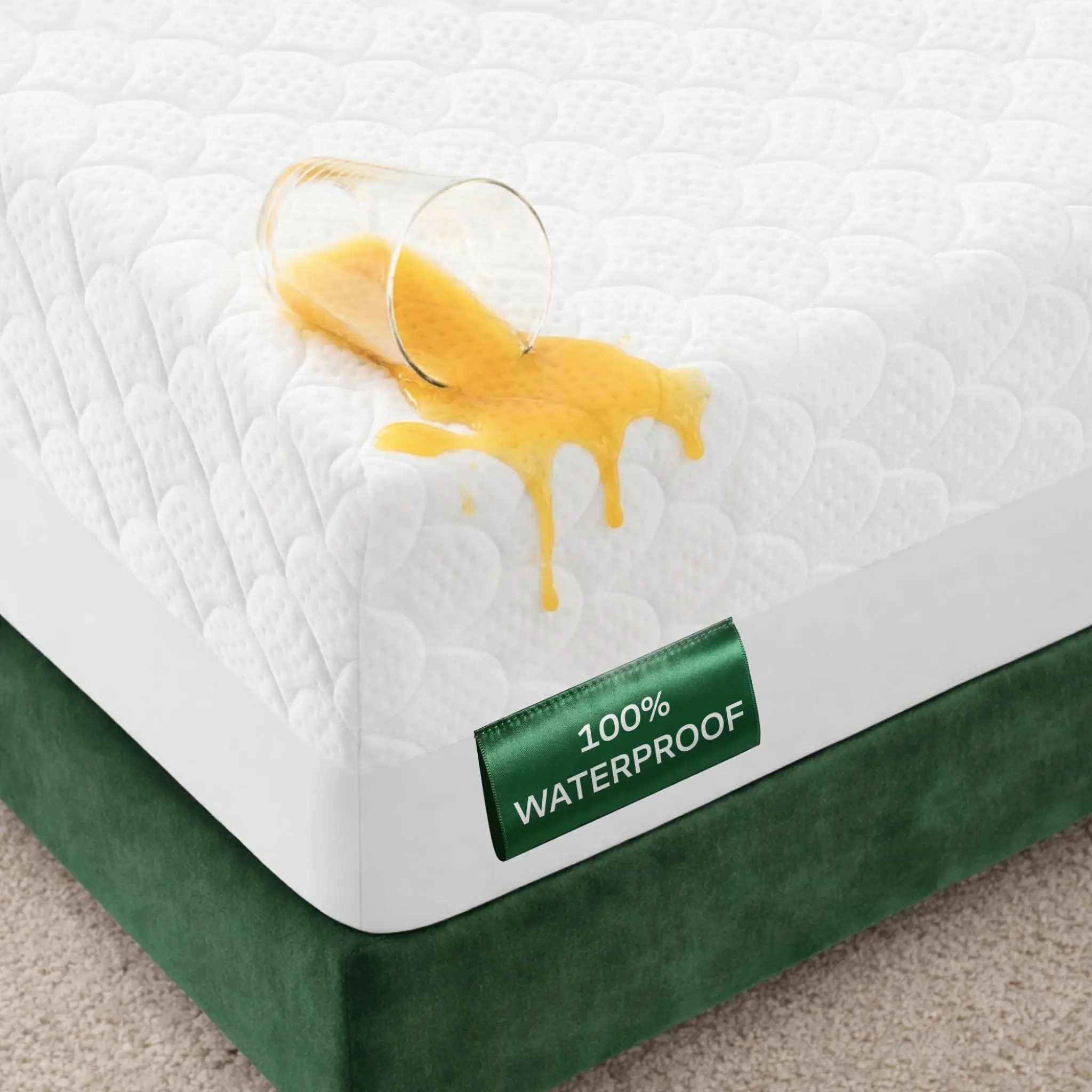Niagara 100% Waterproof Mattress Protector - Noiseless & Cooling Viscose Made from Bamboo, 4-Inch Side Shields, 360 Protection Against Spills, Stains & Accidents for Parents & Pet Owners, Machine Washable, White