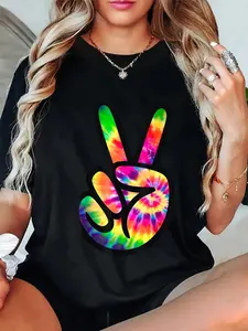 100% Cotton Tie Dye Peace Sign Retro Costume Idea Peace And Love Design T-Shirt