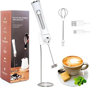 USB Rechargeable Handheld Electric Whisk 3 Speed Ajustable Foam Maker Coffee Hand Mixer For Coffee & Hot Chocolate Cordless Milk Frother Wand Blender