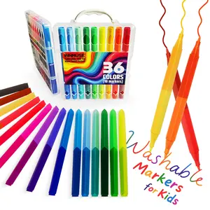 Innmuse Double Sided Washable Mini Markers - 36 Vibrant Colors Kids Art Set with Travel Case for Arts Crafts & Holiday DIY Projects school supply gift