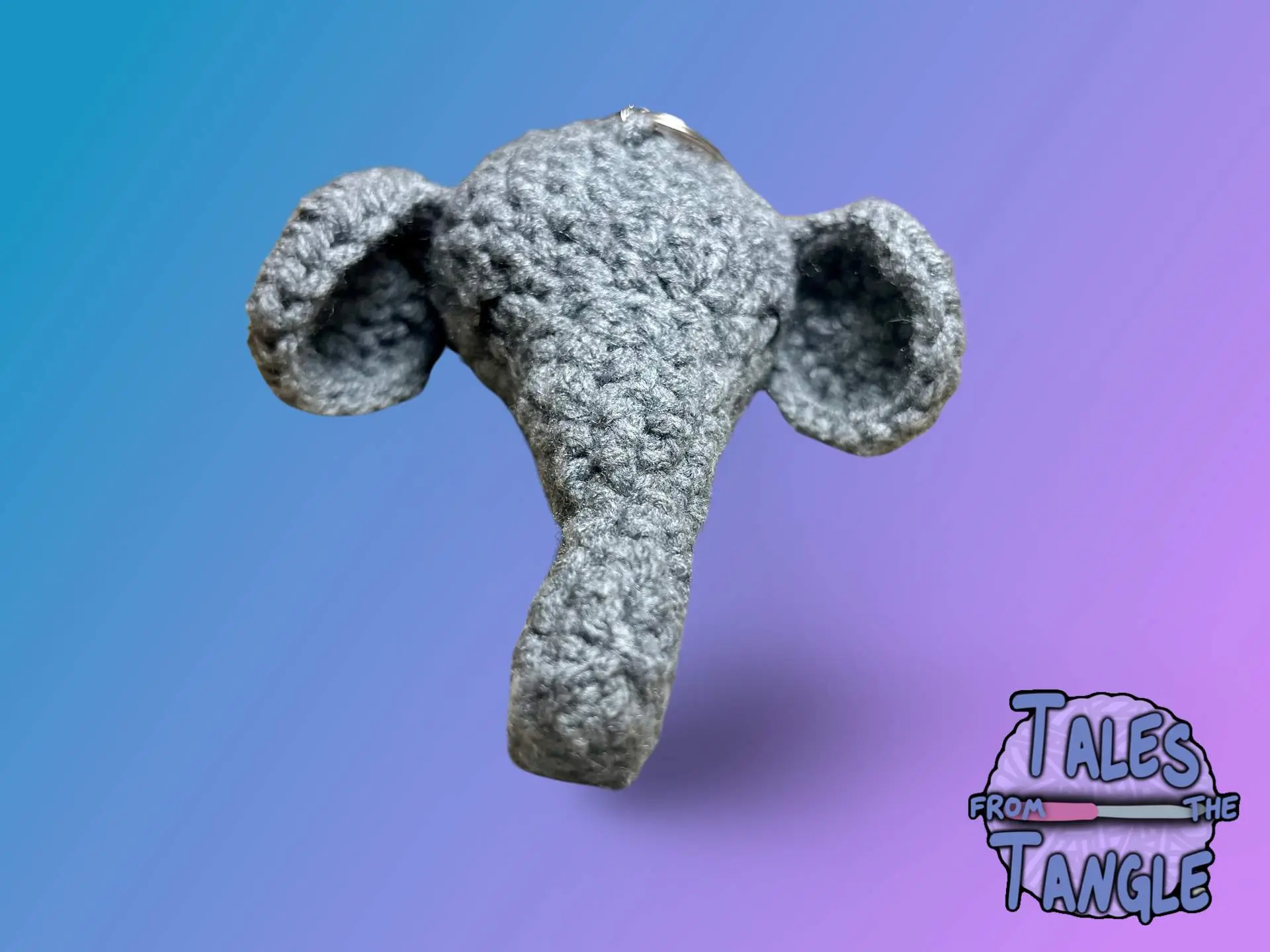 Handmade Sleepy Elephant Crochet Keychain for Personalizing Keys