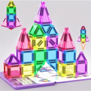 Portable Magnetic Tiles Set in a Carry Case - Mini Travel Building Blocks, Montessori STEM Toy for Toddlers 3+. Educational Sensory Gift for Boys & Girls, Perfect for Car, Airplane & Home