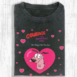 Valentine Courage the Cowardly Dog Graphic Tee, The Things I Do For Love, Retro Cartoon Art, Unisex Menswear Womenswear Top, Funny TV Show Apparel
