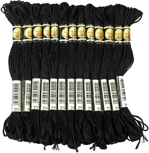 Black Embroidery Floss, 24 Skeins Embroidery Thread Friendship Bracelet String, Cross Stitch Threads Hair Wrap Yarn XLSFPY