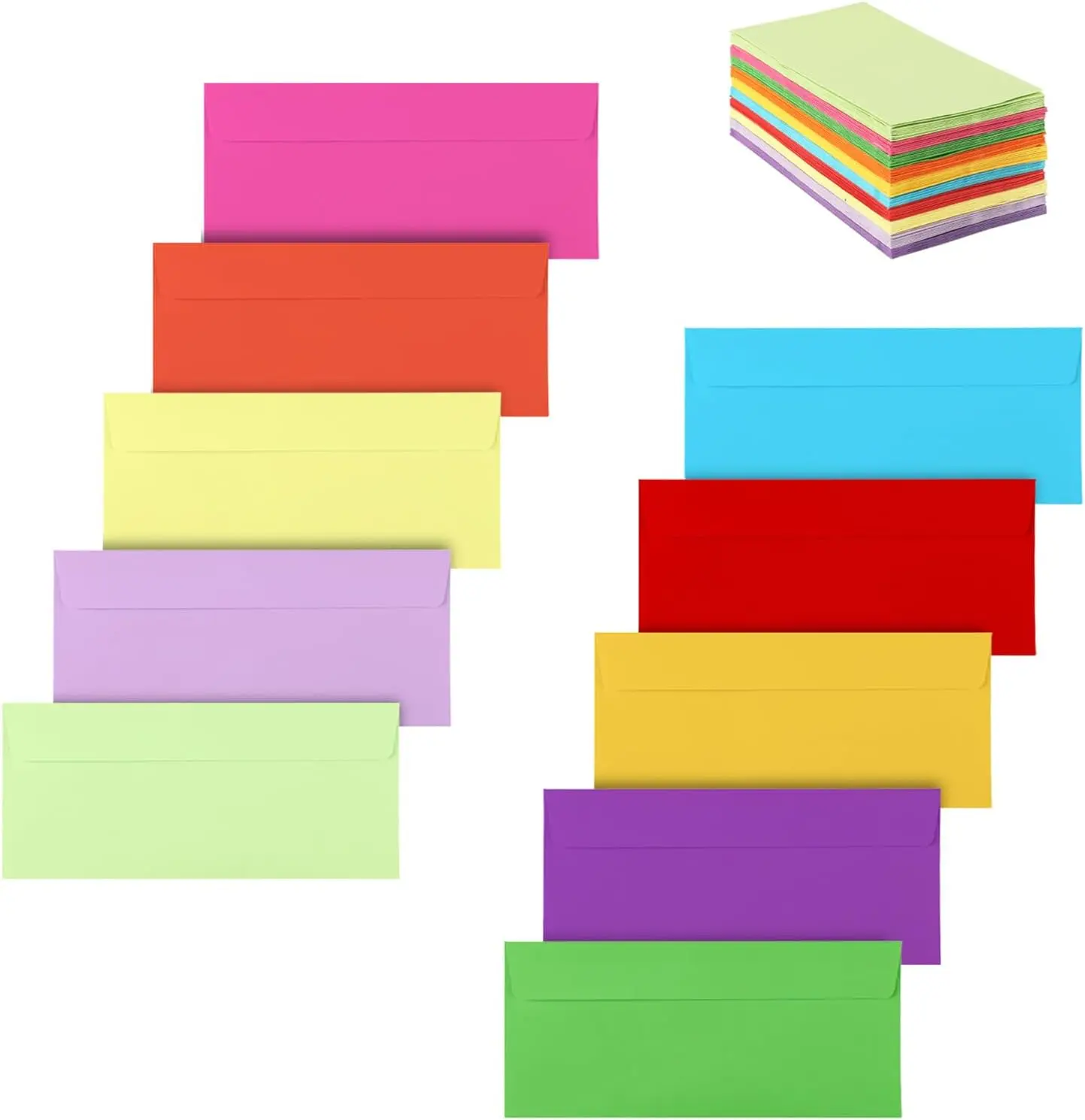50 Pack Sturdy #10 Letter Size Business Envelopes - 120 gsm Paper, 4.13x9.5 in, for Invoices, Baby Showers, Bills, Checks - Colorful Private Office Stationery Supplies, 4.13 X 9.5 In