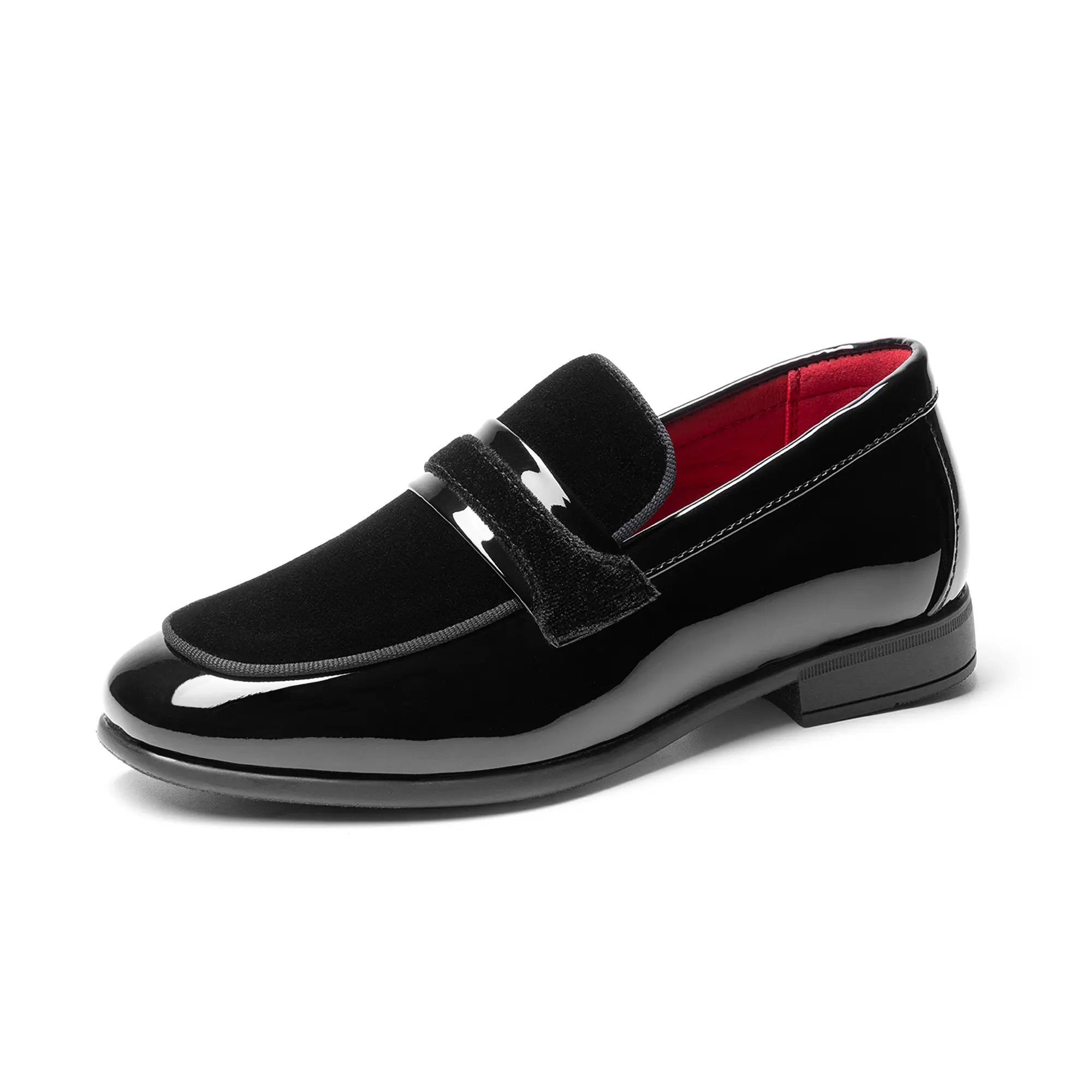BRUNO MARC Boy's Formal Low-Heel Dress Shoes, Classic Slip-On Patent or Velvet Tuxedo Loafers, Round Toe for Weddings & Parties