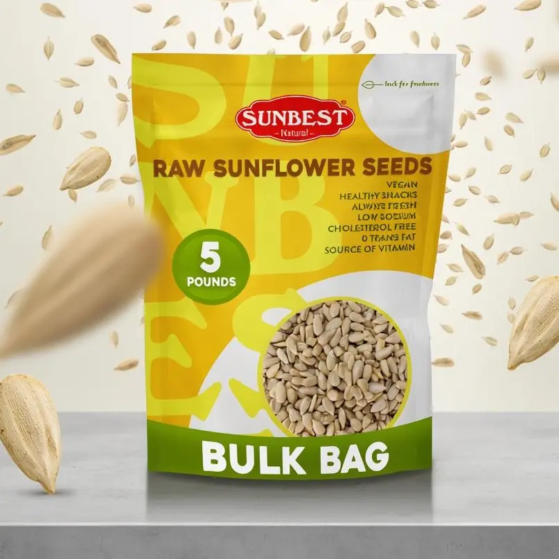 Sunbest Natural Raw Sunflower Seeds – 5 Pound Bulk Bag (80 oz) Unsalted & No Shell – Bulk Sunflower Seed Kernels to Eat – For Snacking, Baking & Topping – Road Trip, After School Snack for Kids & Adults – Kosher (80 oz)