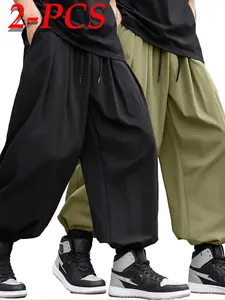 Men's Super Loose Casual Jogger Pants 2-Piece Set, European Style Lantern Pants Perfect for Everyday Wear, Baggy