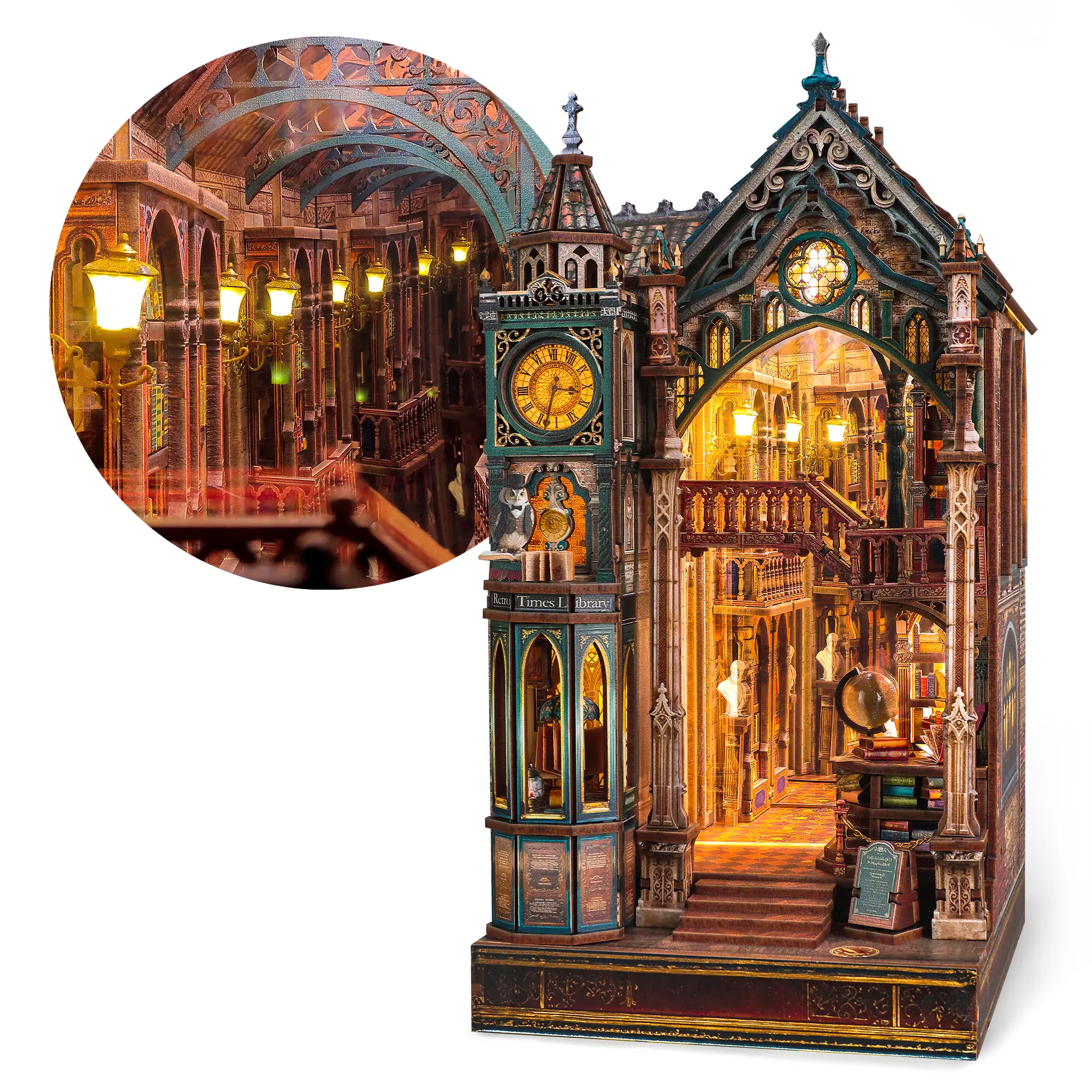 FUNPOLA Magic Library Book Nook Kit – LED 3D Wood Puzzle with Infinity Mirror – DIY Bookshelf Decor, Miniature Craft Gift for Kids and Adults - DealsForYouDays