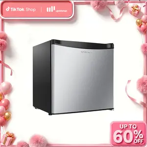Upstreman mini fridges 1.7 Cu Ft with Freezer FR17 Adjustable Thermostat Energy Saving Low Noise Single Door Compact Refrigerator for Dorm Office Can Bedroom stainless Steel fridge mini  brands Small pantry drink fridge skincare fridge tiktokshopspringglo