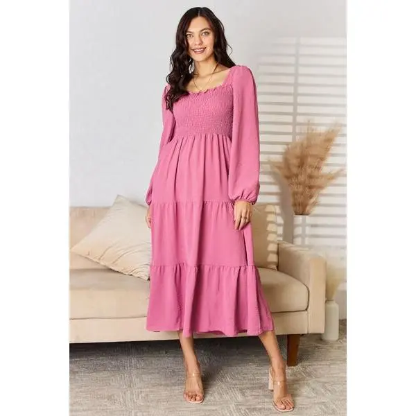 Culture Code Full Size Ruffle Trim Smocked Tiered Dress church wear