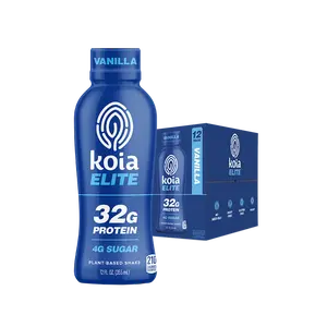 Koia Elite Plant Based Protein Shake, Vanilla, 32g Protein, 4g Sugar, 6g Prebiotic Fiber, Pre & Post Workout Nutritional Drink, No Seed Oils, Dairy-Free, Gluten-Free, Non-GMO, 12 Fl Oz (Pack of 12)