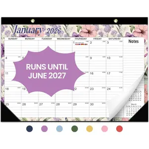 Desk Calendar 2026, 18 Months Calendar Runs from January 2026 to June 2027 - Large 17" x 12" Desktop/Wall Monthly Calendar for Home School, or Office - Vintage Floral
