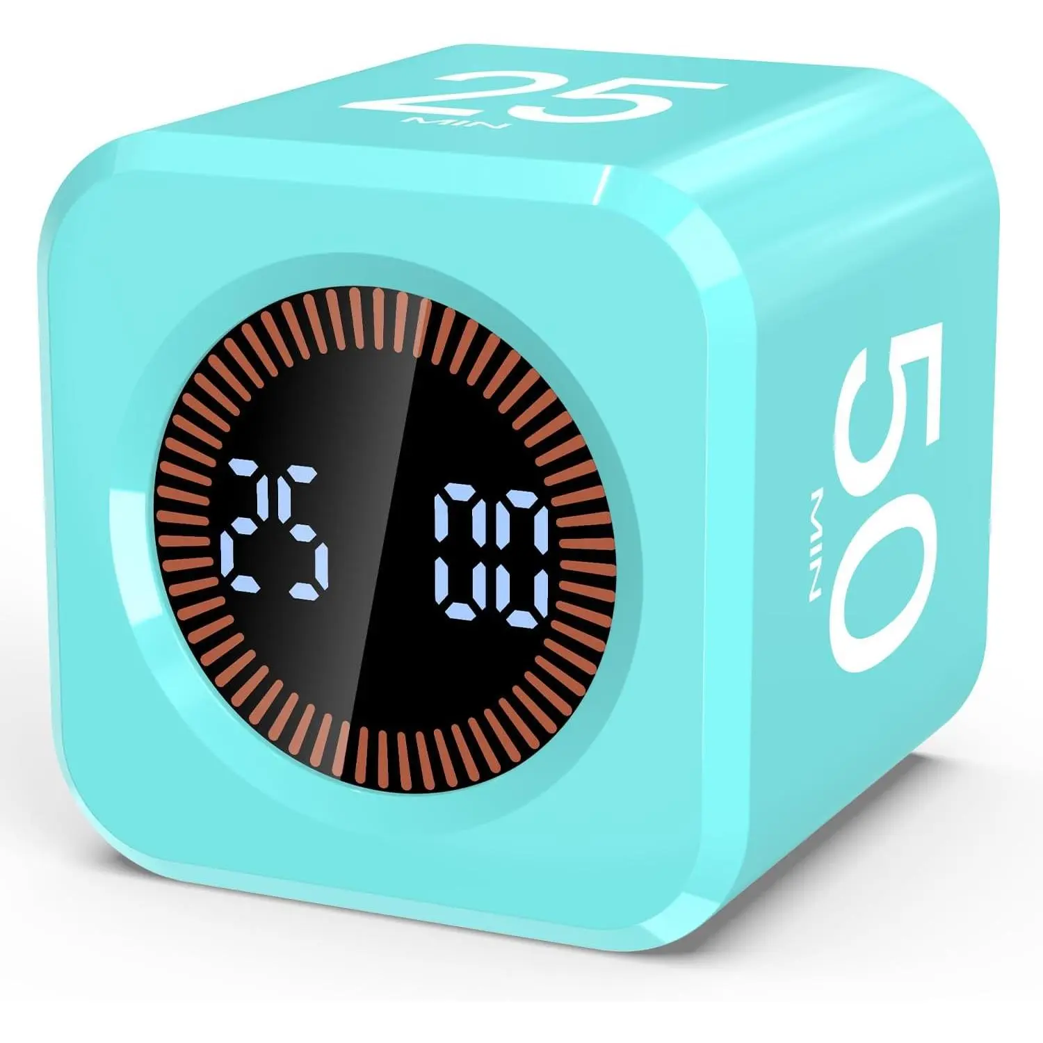 Mint Green Kitchen Timer Utensil - Lightweight Pomodoro Cube Visual Productivity Flip Device, Silent & Sound Modes, 5/10/25/50min & Custom Countdown, for Desk Study & Kitchen Use, Utensils