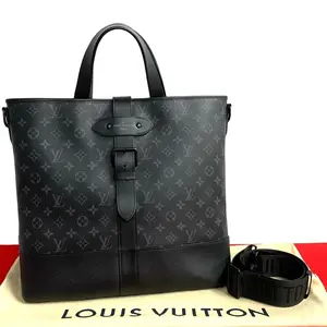 Pre-owned Louis Vuitton Other Shoulder Bags Saumur Monogram Eclipse Leather 2way Shoulder Tote