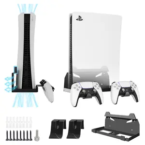 GETYEA Wall Mount Stand for Ps5 and Ps5 Slim Console, Vertical Holder Set, Controller Hook Included, Playstation 5 Accessories