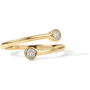 14K Gold Plated CZ Bypass Ring| Simulated Diamond BTY Ring| Stacking Rings for Women