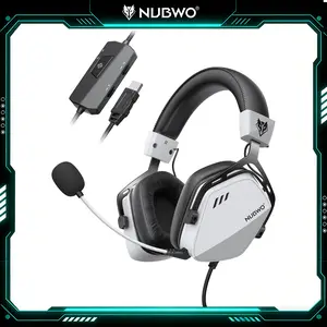 NUBWO HG03 USB Gaming Headset – 7.1 Surround Sound, FPS 3D Audio, Noise-Cancelling Mic, Lightweight Comfort – White Ash
