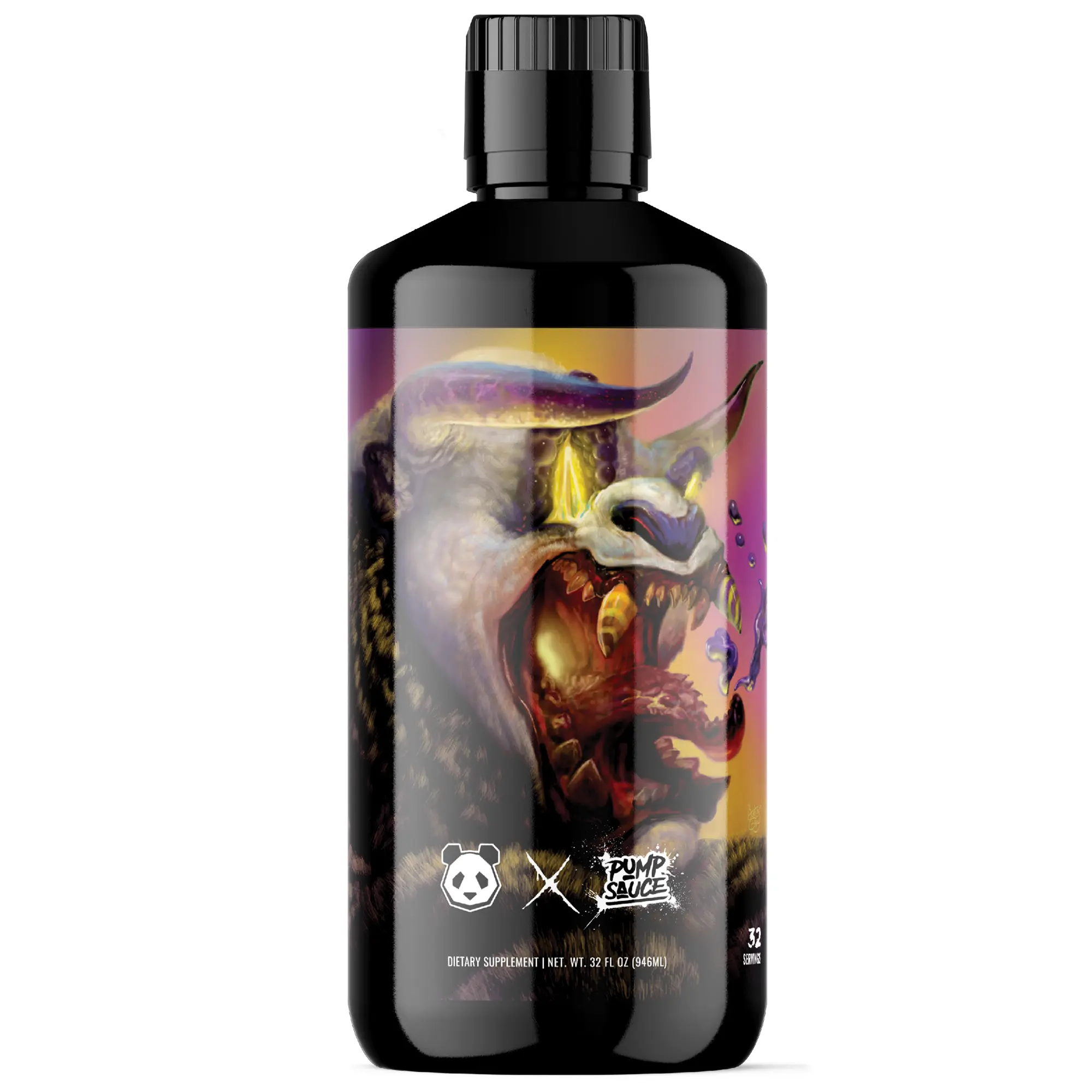 Panda Supps Panda Sauce Pump - Collab Edible Grape Lemon Liquid Pre-Workout Dietary Supplement, Energy-Boosting Fitness Supplement for Muscle Workouts with Heart Health Support, Supplement For Fitness