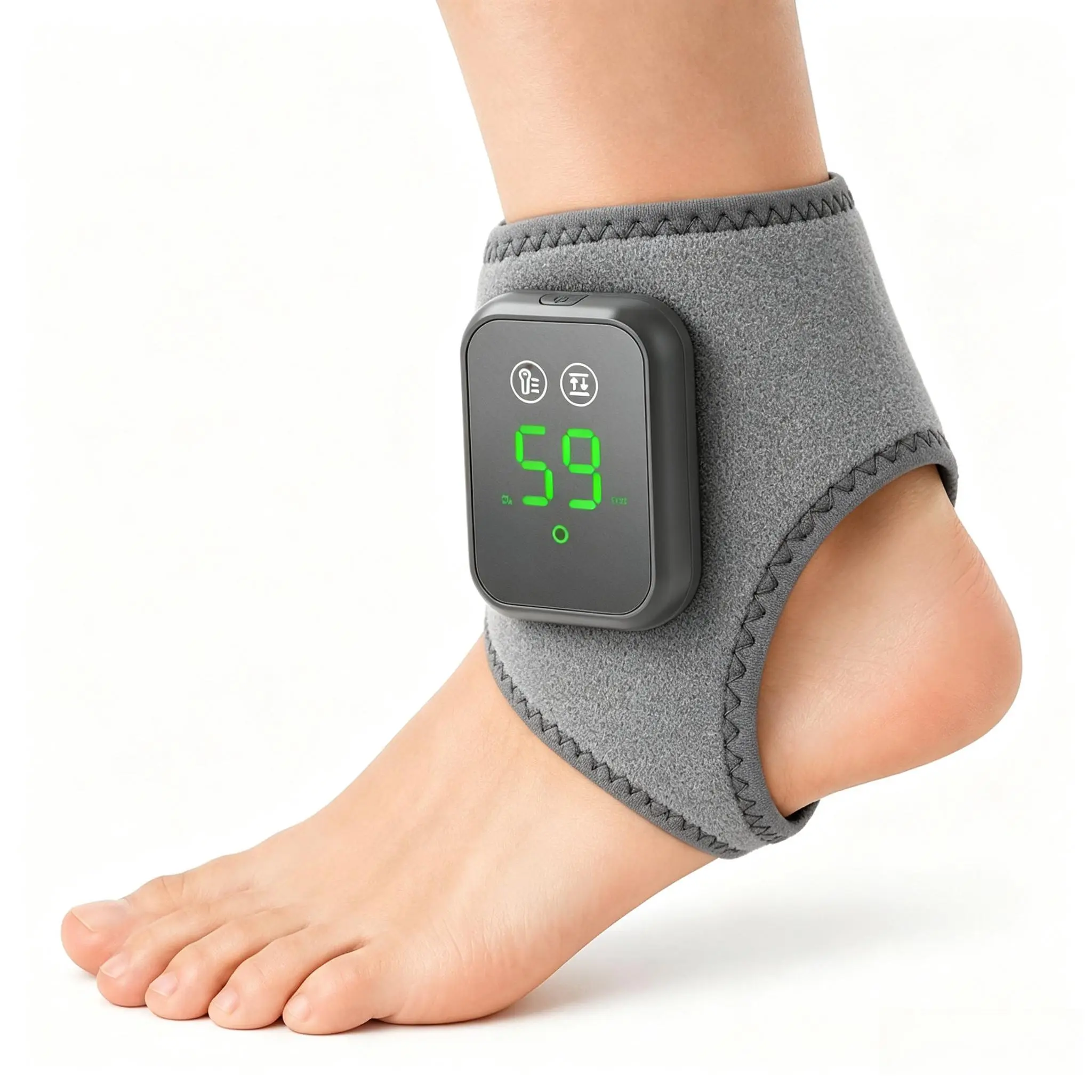 Cordless Foot and Ankle Massager with Heat + Vibration, 5 Heat Settings, 3 Vibration Settings, 30-Minute Timer, One-Size-Fits-All, Travel-Ready for Home & Office