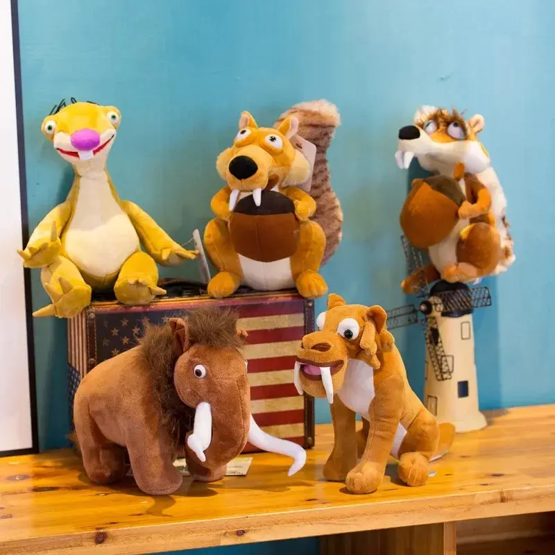 Ice Age Stuffed Animal Plush Toys - Durable Soft Fluffy Squirrel, Mammoth, Elephant, Swordtooth Tiger Dolls, Huggable Sleeping Companion Pillow, Soft Cuddly Gift for Kids, Cute Collectibles for Kids' Play