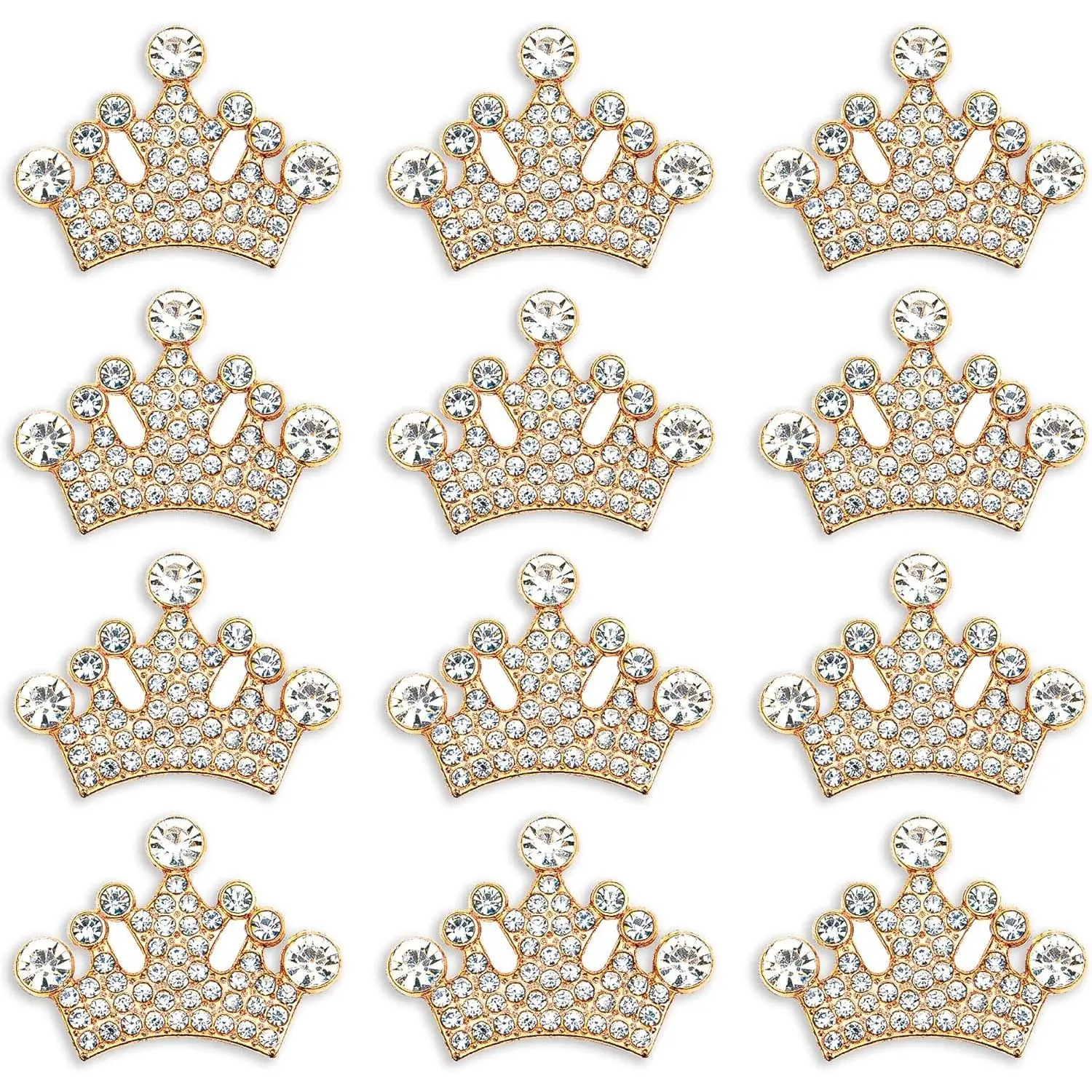 24 count Crown  Embellishment for DIY  Hair Accessories Sneakers, Clothes, Party Decorations  Box ,Dress,Rhinestone Alloy Appliques Decorative  Decor ()