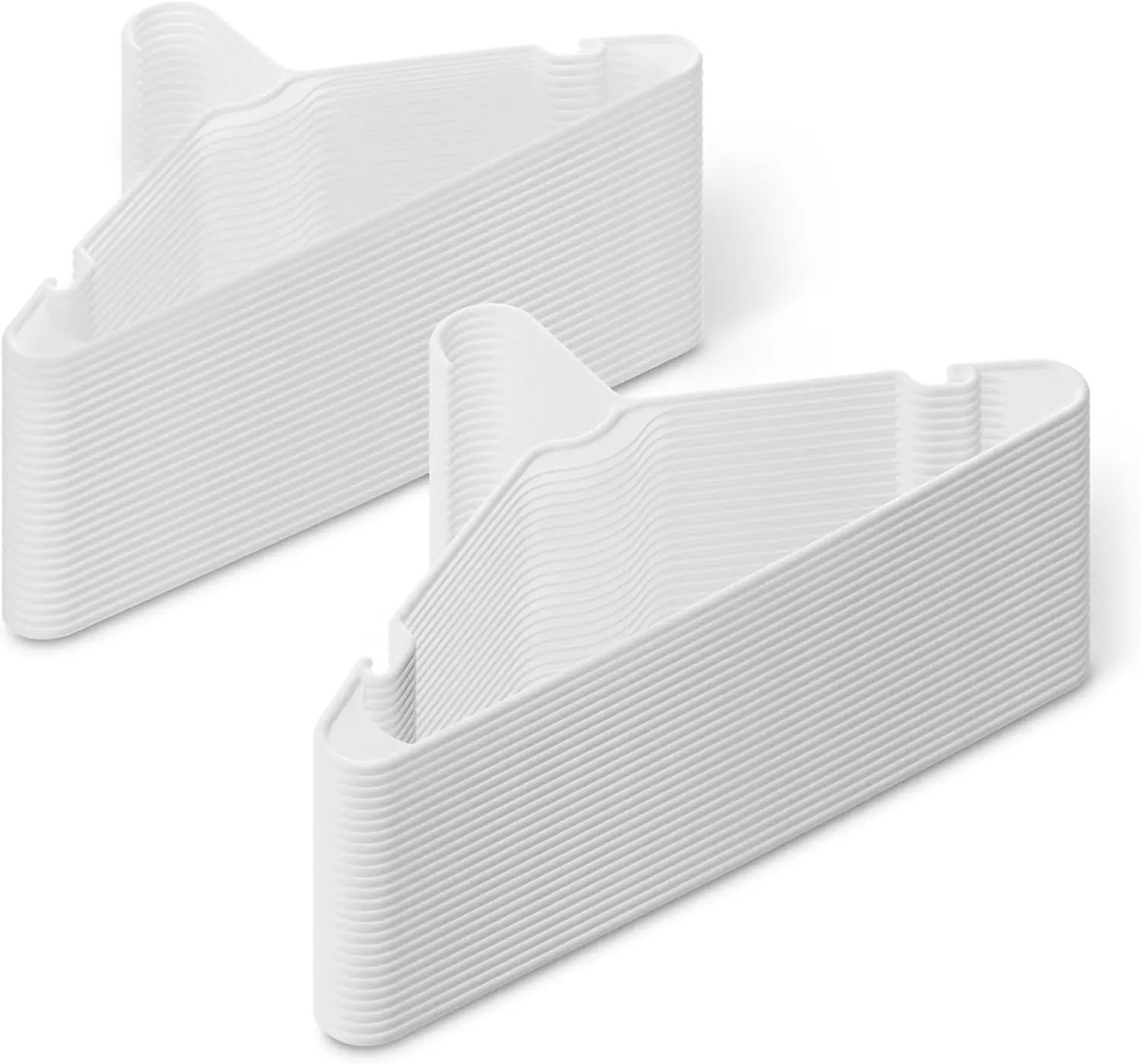 Space Saving Clothes Hangers 50 Pack, Sturdy Plastic Slim Hangers for Shirts Jackets & Trousers, Closet & Wardrobe Organizer, Adult Size, White