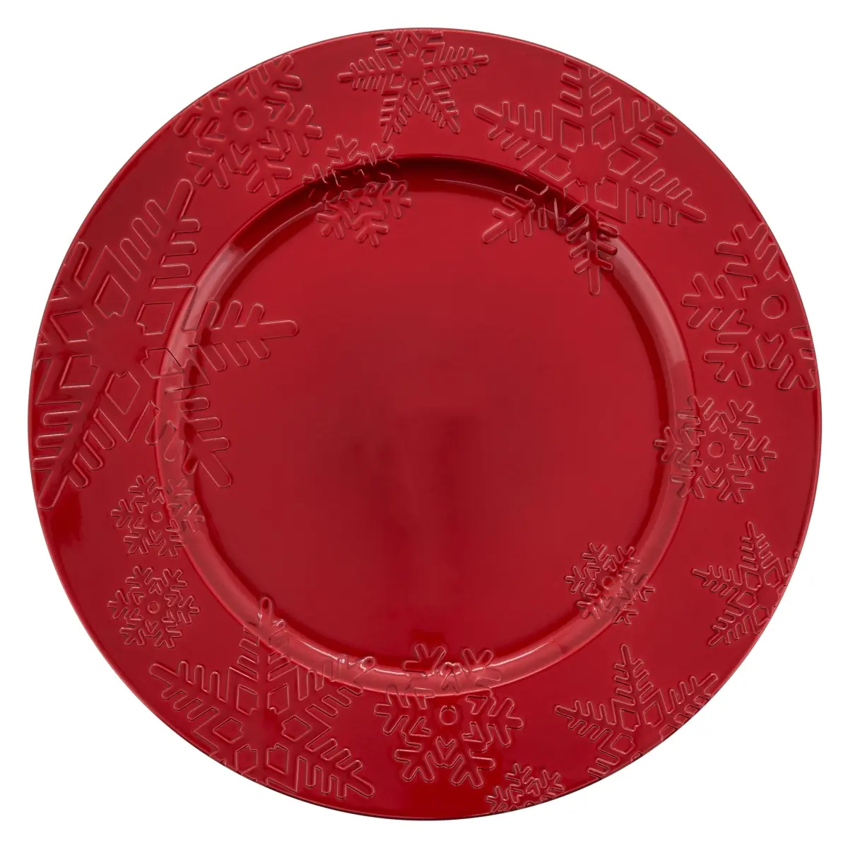 212 MAIN 4-Piece Ceramic Festive Snowflake Holiday Charger Dining Plate Set, Kitchen Tableware (Ceramics Dining Plate Set for Holiday Table Decor)