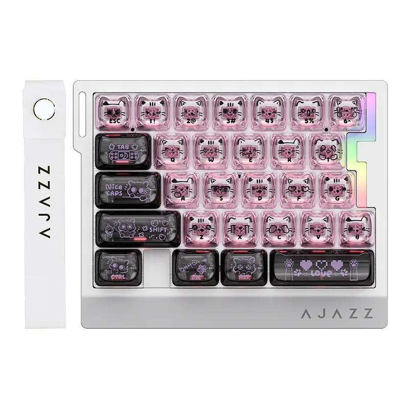 AJAZZ AK029 Wired 1-Handed Gaming Keyboard, 29-Key PC Accessory with 8Khz Polling, SOCD, DKS, Magnetic Switch, Adjustable Actuation, RGB Backlit, Aluminum Plate, Colored LED Keycaps, Sleek and Durable Design, Web Driver, Keyboard For Gaming