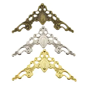 100pcs Vintage Iron Triangle Corner Protectors for Scrapbook and Notebook, Versatile Use, Rustic Carved Design for Furniture Decoration and Edge Protection