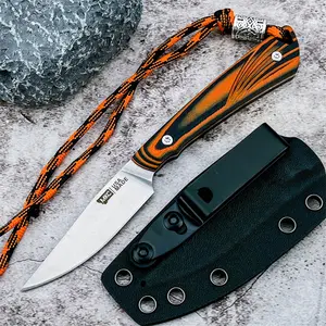 Durable High-Quality Straight Knife with Sheath, 8cr13mov Blade, G10 Handle, Outdoor Camping Fishing Utility Knife, Gift, Portable Multipurpose Knives