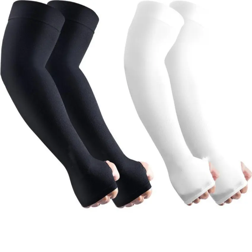 Unisex Cooling Arm Sleeves, Basic Nylon Blend Compression Gear with UV Sun Protection - 37–40 Cm, Quick-Dry for Running & Outdoor Work