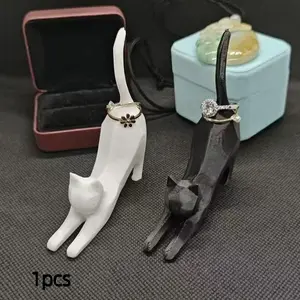 Cat Ring Holder Stand, & 3D Printed Cat Statue, Ideal for Wedding Rings, Birthday Gifts, Office Decor, Women Jewelry Storage, Jewelry Holder Organizer