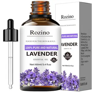 Rozino 100% Pure Natural Lavender Essential Oil - Soothe Skin & Soul, Scalp Relief Tonic, Haircare Solution, 100ml/3.4 fl.oz