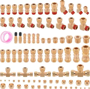 86 count Brass DOT Air  Line Fittings, 1/4" 1/8" 5/16" 3/8" 1/2" 5/8" Compression Fittings Air Nylon Tubing Assortment Kits for   & Industrial