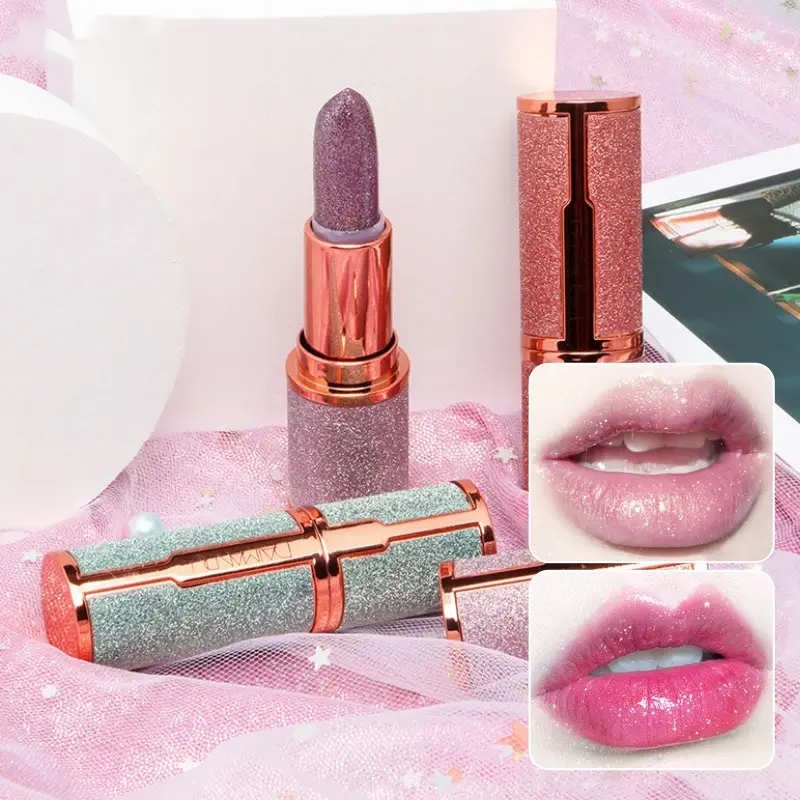 Starry Sky Shining Jelly Lipstick Warm Color Change Cute Pink Girl Student Makeup Moisturizing and Moisturizing Lips
