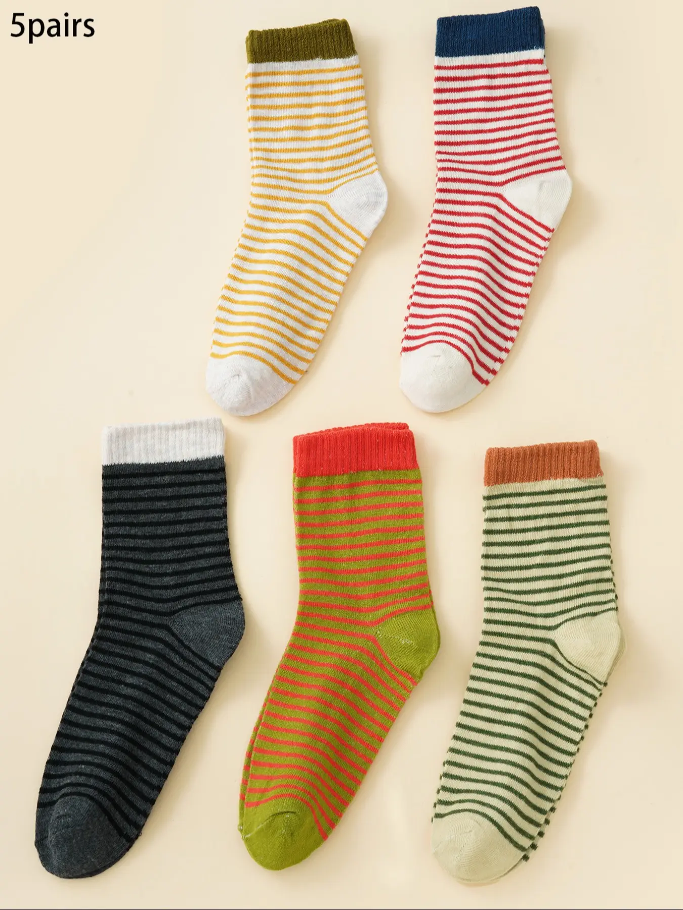 5 pairs of fashionable slim striped mid tube socks, simple, comfortable, breathable and casual socks suitable for women's home sports couple socks Breathable Comfy Socks Sock Sets