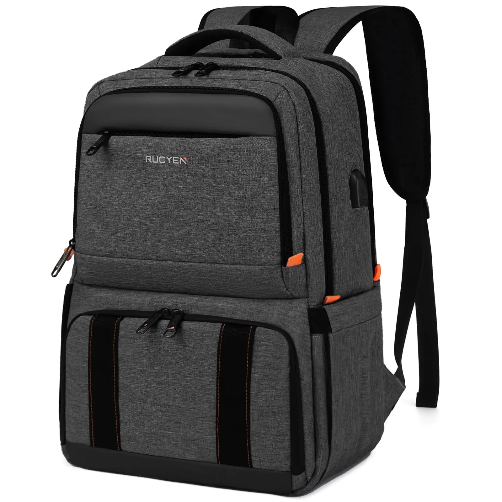 YH&GS Cooler Backpack for Women, Stylish Soft Sided Nylon Laptop Bag with Insulated Lunch Compartment, USB Port & RFID Pockets for 17.3 Inch Notebooks, Ice Retention Cooler, Lunch Cooler Bag