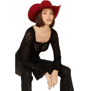 Free People Women's Madison Sheer Long Sleeve Shirt - F23t09206-Blk