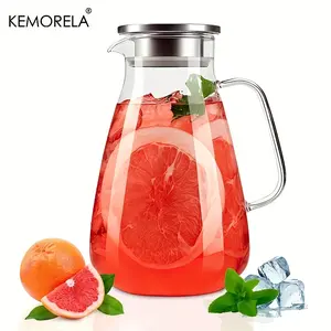 Glass Pitcher with Lid, 2 Liter 68 oz Serving Glass Carafe for Hot/Cold Water, Large Iced Tea Glass Pitcher, Suitable for Coffee, Juice and Homemade Drinks, Drinkware, Jugs